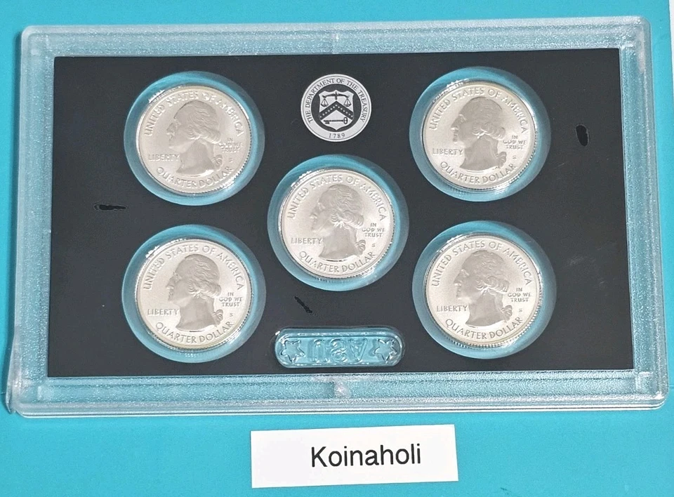 2018 S San Francisco Silver Reverse Proof Quarter Set No Box Just 5 Purty Coins - Image 4 of 4