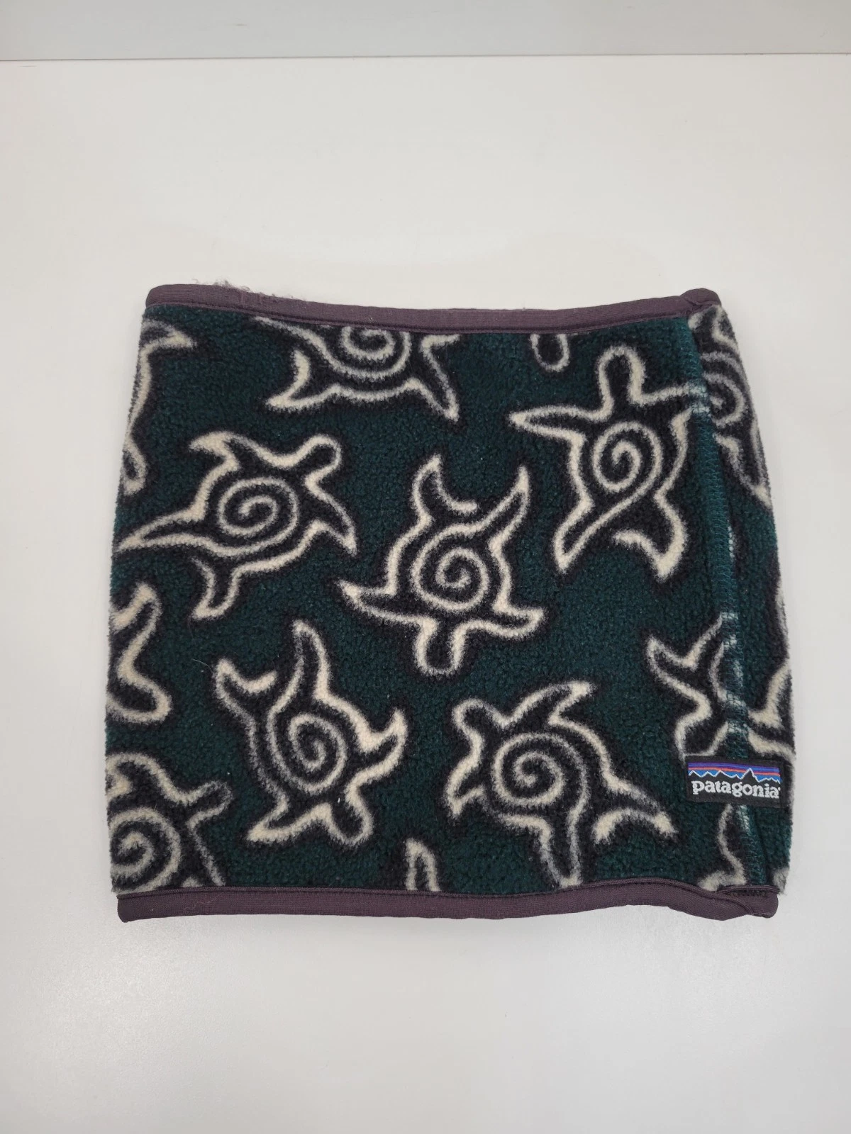 Vtg Patagonia Fleece Neck Gaiter Zen Turtle Print Green Unisex One Size RARE