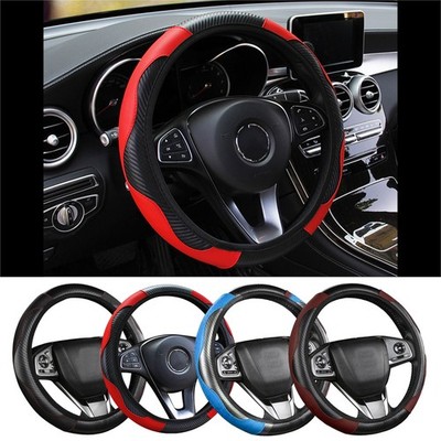 Car Steering Wheel Cover Carbon Fiber PU Leather Anti Slip Accessories Universal