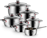 WMF Quality One Topfset Induktion 6-Teilig, Kochtopf Set Mit Glasdeckel, Cromarg