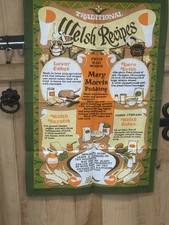 Vintage 1970s Traditional Welsh Recipes Tea Towel Bara Brith Welsh Cakes