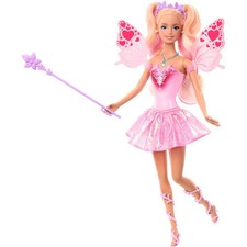 Barbie Fantasy Feenpuppe mit Farbwechsel-Flügeln und -Outfit, Spielzeugzaubersta