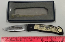 Smith & Wesson USA SW-320 Scrimshaw Deer 1st Production Lockback Knife Exc. Cond