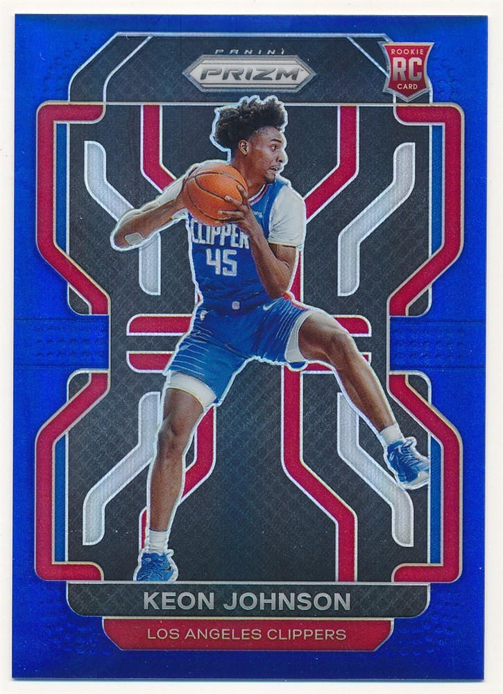 KEON JOHNSON 2021/22 PANINI PRIZM #326 RC ROOKIE BLUE PRIZMS CLIPPERS #015/199