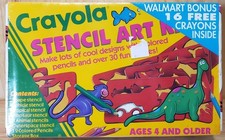 Crayola Stencil Art Kit 1993 Sealed Walmart Bonus 16 Crayons Vintage New