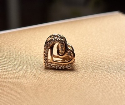 Rose Gold Intertwined Hearts Charm