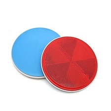 2Pcs 4.2 Inch Round Warning Reflectors for Car Truck Bike Boat Adhesive Red
