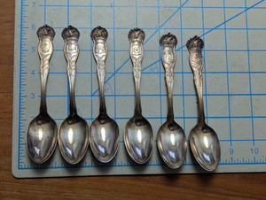 Vintage WM Rogers & Son US States Spoons Souvenir Eagle Silverplate Lot 6