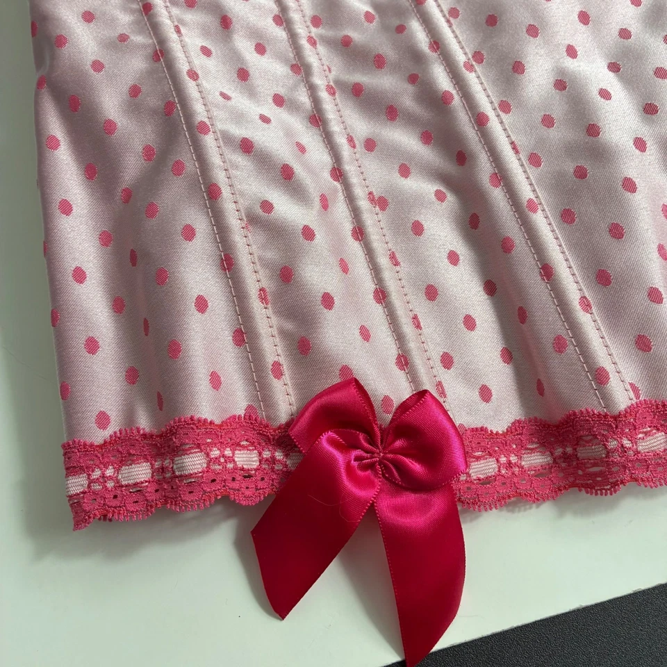 Corsé Rosa Lunares y Lazos Actitudes Íntimas Y2K De Colección Talla 42 Coqueta Lolita Foto 2 de 4