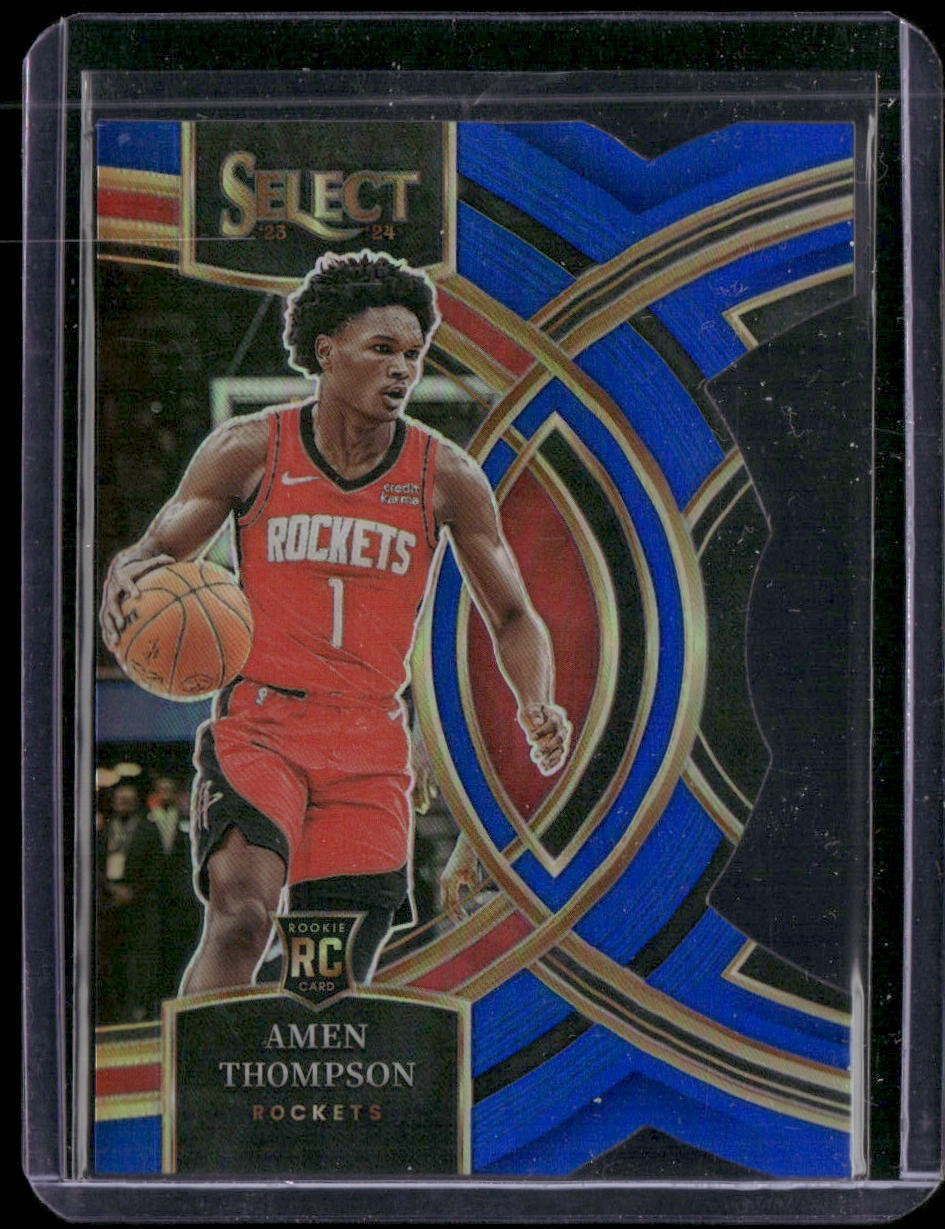 2023-24 Panini Select #122 Amen Thompson Blue Prizms Die Cut #/249