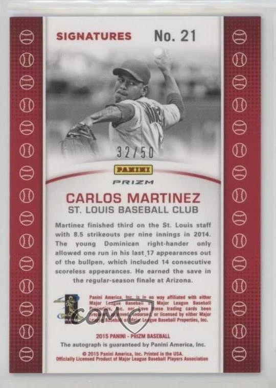 2015 Panini Prizm Baseball Signatures Tie-Dye /50 Carlos Martinez #21 Auto - Image 2 of 2