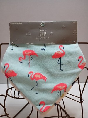 2 Pk Baby Gap Bandana Bibs  Pink Flamingo / Pineapple Designs #W5