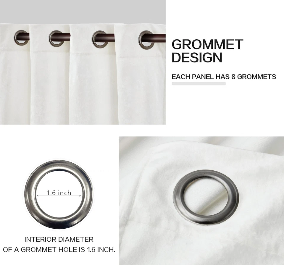 Lux Cortinas de Terciopelo Triturado Blanco Crema, Juego de 2 Paneles, Angustia Oscurecimiento Habitación... Foto 3 de 4