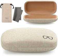 Hard Shell Sunglasses Case, Large Linen Fabric Protective Glasses Case for Men W