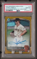 James Tibbs lll 2025 Bowman Chrome Mega Box Gold Refractor Auto 19/50 PSA 10 GEM