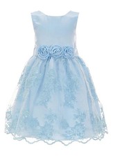 NEW Bonnie Jean Girls Size 10 "BLUE SEQUIN EMBROIDERED" Rosette Easter Dress NWT
