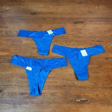 3 Auden Womens Small 4-6 Cotton Polyester Thong Underwear S Blue