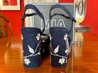 Womens MIA navy blue platform sandals with ivory embroidery size 7.5M — photo 3