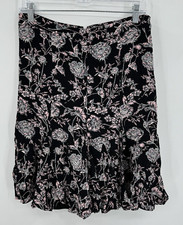 Talbots Skirt 8 Peite Ditsy Floral Cottage Career Classic A LIne Pink Black Zip