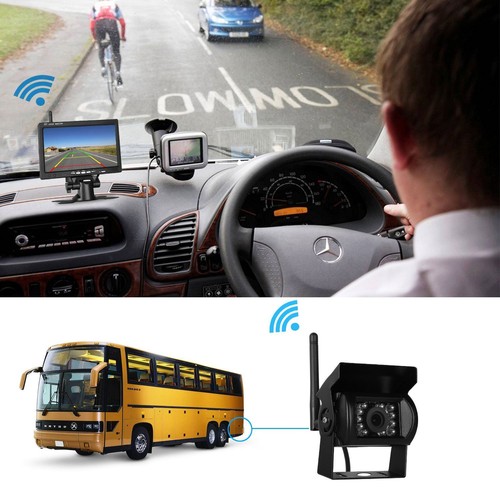 Wireless Backup Camera 7" Rear View Monitor for 12-24V Caravan Truck Trailer RVs - Picture 9 of 24