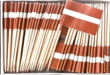 One Box of 100 Latvia Toothpick Flags, 100 Small Mini International Flags