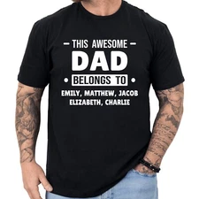 Personalized Dad T-shirt Custom Fathers Day Gift Kids Names Gifts Daddy