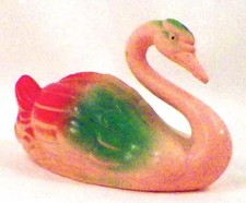 Swan Celluloid Toy Christmas Putz Railroad Display Pink Irwin Vintage 56