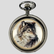 Wolf Artist Painting Westminster Brand Quartz Pocketwatch