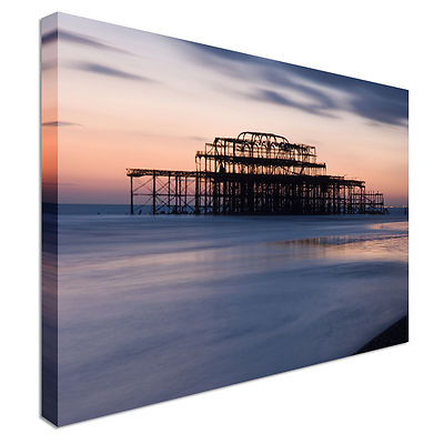 Brighton West Pier in der Abenddämmerung Leinwand Wandbild Bild Druck