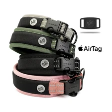Dog Collar w/ Apple Airtag Holder - Air Mesh Padding - 3M Reflective Stitching
