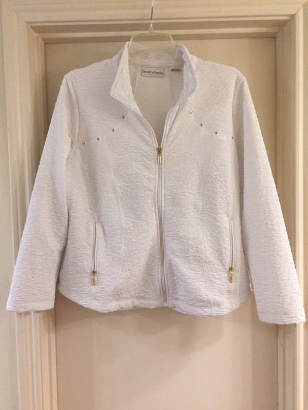 Drapers & Damons Petites White Krinkle Zip Up Jacket PL EUC
