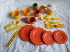 Tupperware Toys Lot Kids Plastic Kitchen Plates Utensils Cups Tuppertoys Vintage