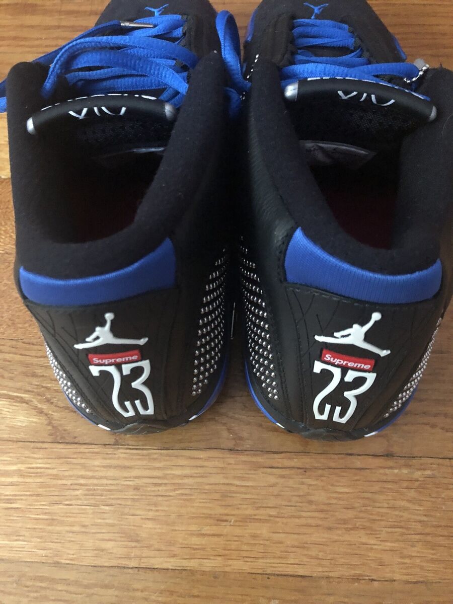 SUPREME X AIR JORDAN 14 RETRO 'BLACK VARSITY ROYAL' - With SUPREME X AIR JORDAN 14 RETRO 'BLACK VARSITY ROYAL' - With