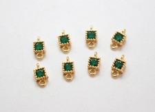 Green Zircon Square Charm Connector,Cubic Zirconia Square Pendant,Emerald Charm