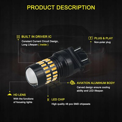 AUXITO Yellow Amber 3157 DR LED Turn Signal Parking Light Canbus - Foto 10