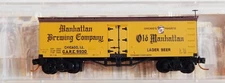 MT N-Scale; 36' wood reefer billboard car, "MANHATTAN BREWING",
