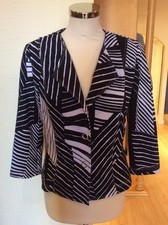 Betty Barclay Jacket Size 10 Bnwt Black & White Stripe Pattern Rrp £140 Now £63
