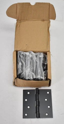 Design House 4" Steel Door Hinges 10 Pack Matte Black Square Corner 188995