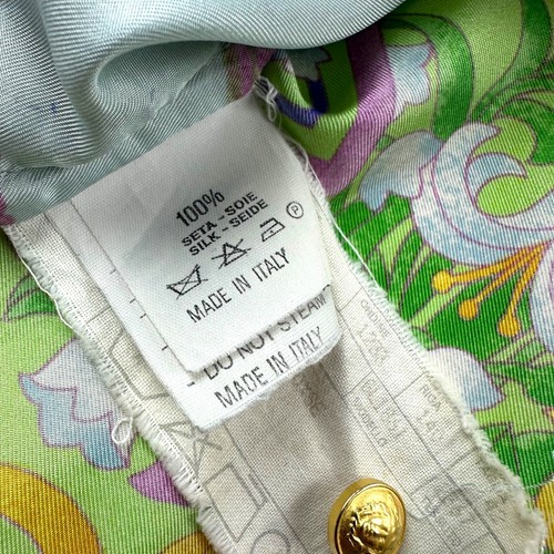 Gianni Versace Baroque Silk Shirt Vintage 90s Womens 42 Pastel Floral Blouse - Picture 8 of 17