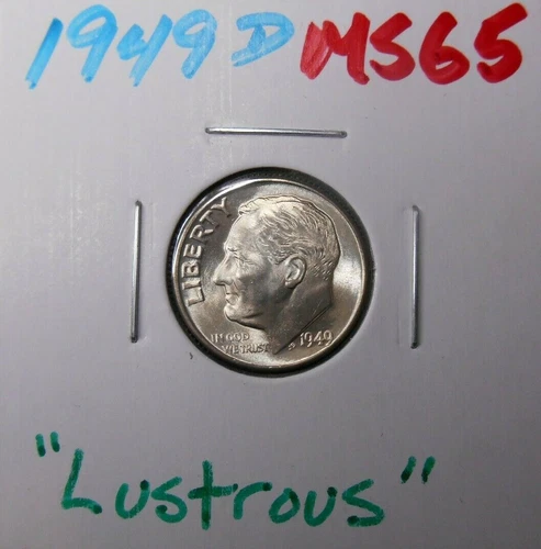 1949 D Roosevelt Dime -  Nice Uncirculated Original Coin - Lustrous