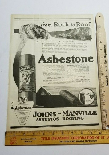 Vtg 1919 Advertisement ABESTONE ROOFING Johns-Manville LESLIE'S WEEKLY B4