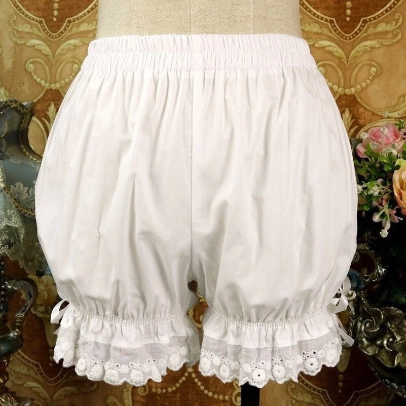 Women Girl Lolita Lace Ruffle Shorts Bloomers Underwear Safety Pants Cotton  Cute