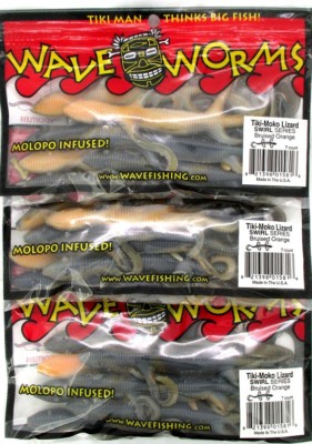 (3) Unopened Packs Wave Tiki-Moko 5'' Lizards Swirl Series Bruised Orange New
