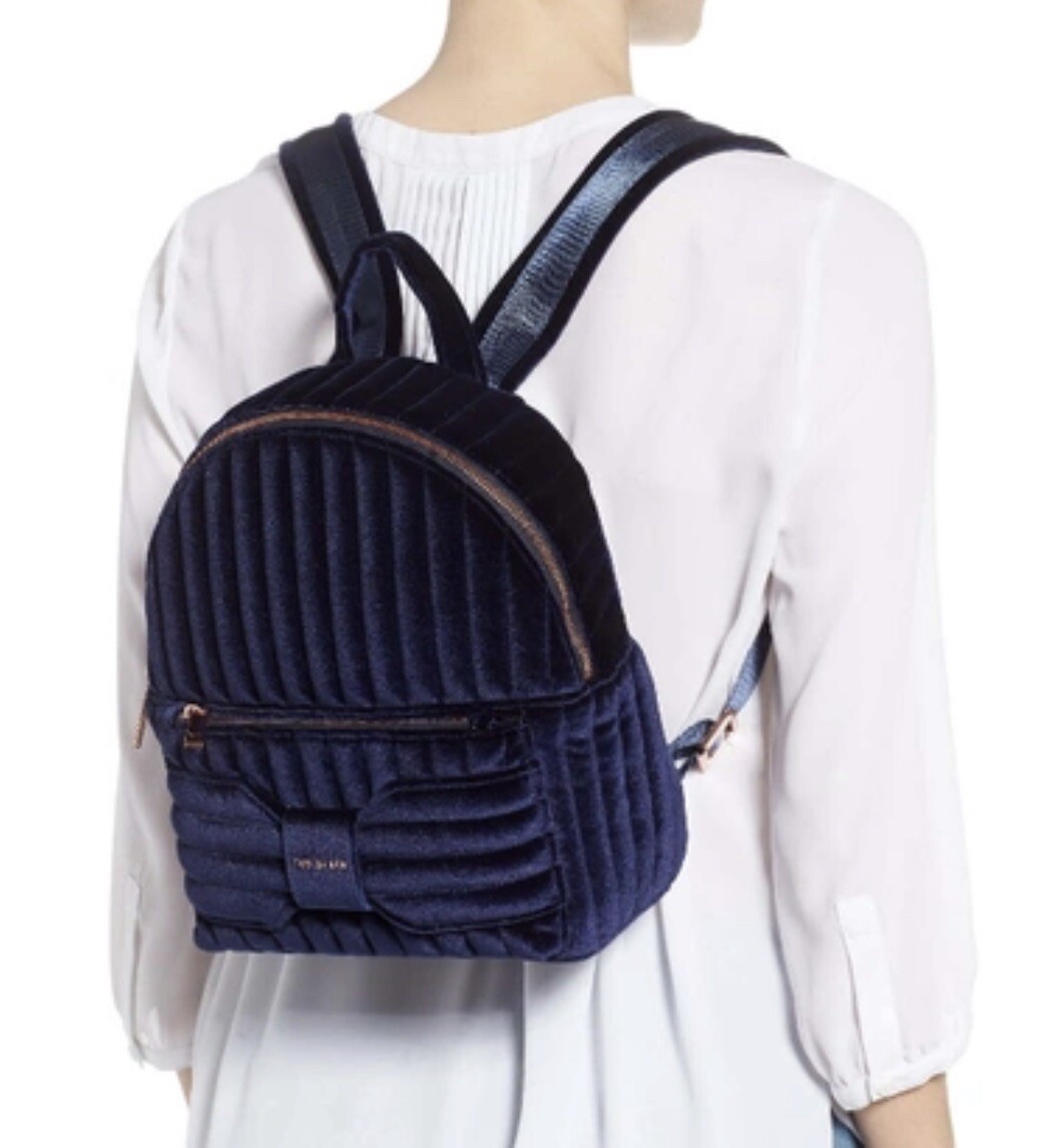 Ted Baker London Velvet Bow Mini Backpack NAVY DARK BLUE 