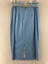 Vintage City Girl Skirt Womens 10 Usa Made Belted Elastic Waist Modest