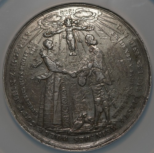 FOUR THALER 1640-DATED GERMANY JUNGK-7 BREMEN WEDDING J BLUM SILVER NGC XF - Picture 3 of 3