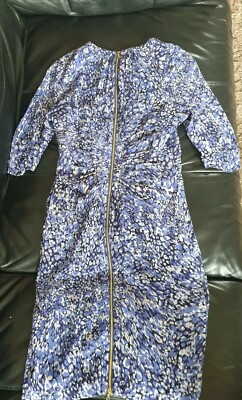 Robe En Soie Whistles Bella - Taille UK 8 (USA 4), Imprimé Floral Bleu, Occasion Très Bon état