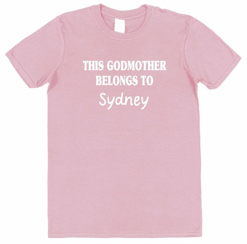Camiseta Personalizada Esta Madrina Pertenece Cualquier Nombre Suelta/Ajustada Bautizo - Imagen 9 de 22