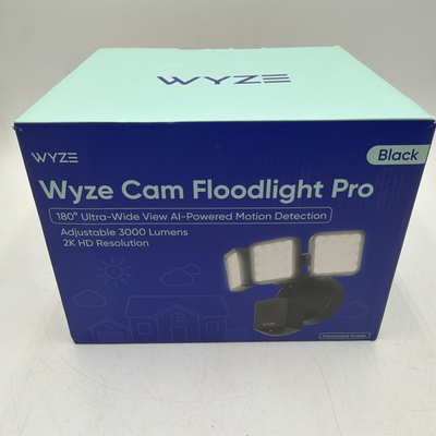 #ad Wyze Cam Floodlight Pro BLACK 3000 Lumen LEDs 180° Wide View 2K HD Outdoor Wired $94.87