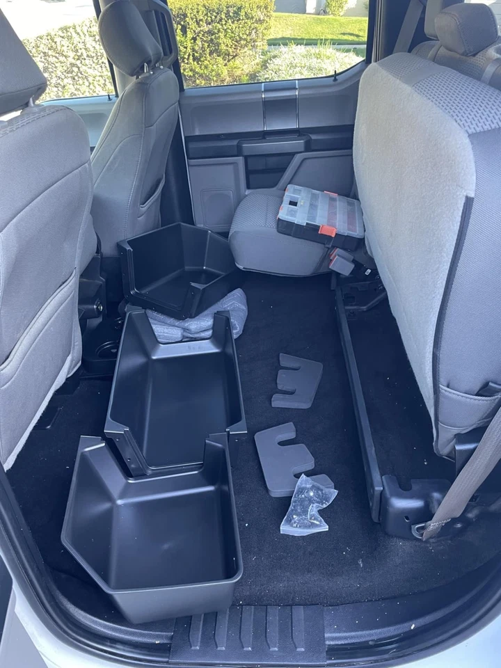 Rear Underseat Storage Fits For Ford 2017-2025 F150 F250 F350 F450 Crew Cab Foto 2 de 4